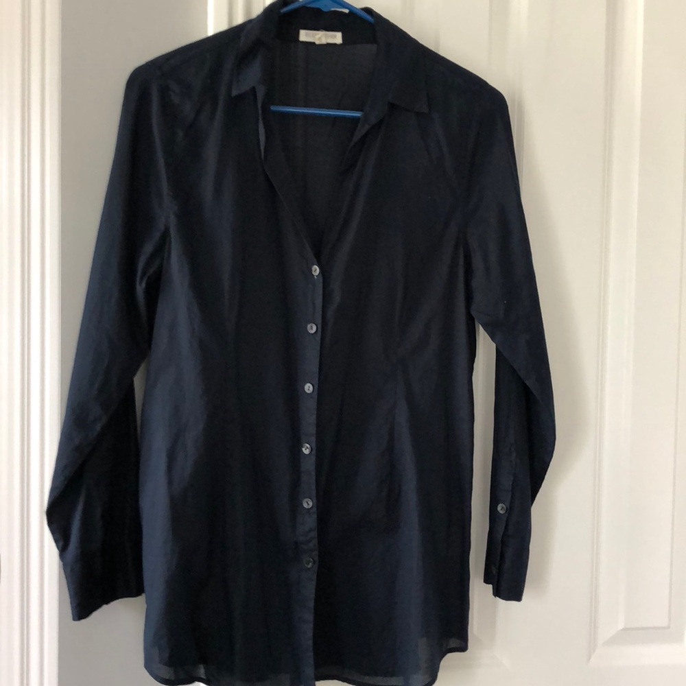 Eileen Fisher Organic Cotton Blouse Navy Blue